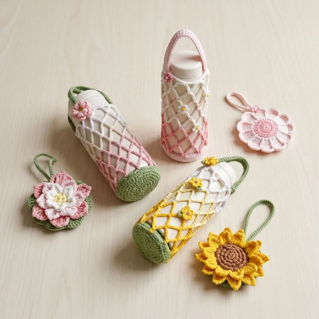3 In 1 Floral Drink Carrier Crochet Pattern